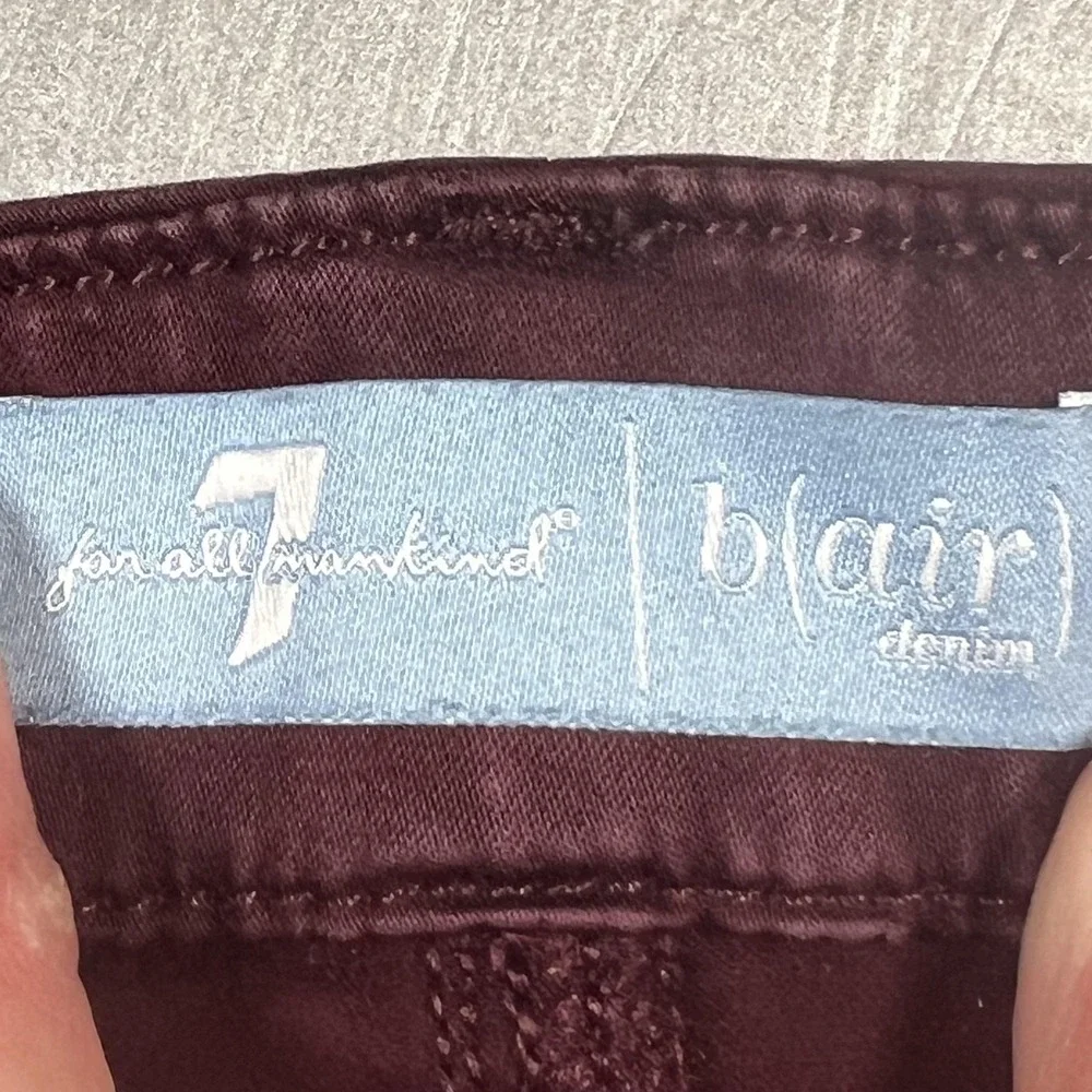 7 For All Mankind Jeans Womens‎ 31 Burgundy Blair Stretch Lightweight - Picture 3 of 11